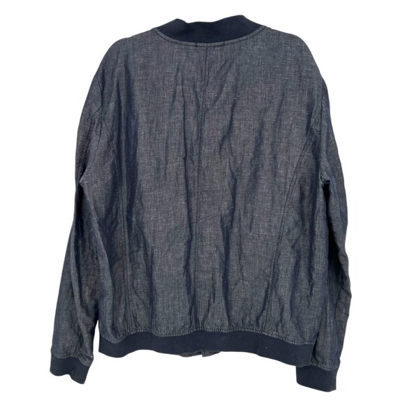 Robert Barakett Harrison Bomber Jacket Cotton Linen Blend Navy Blue Size XL - Picture 7 of 15